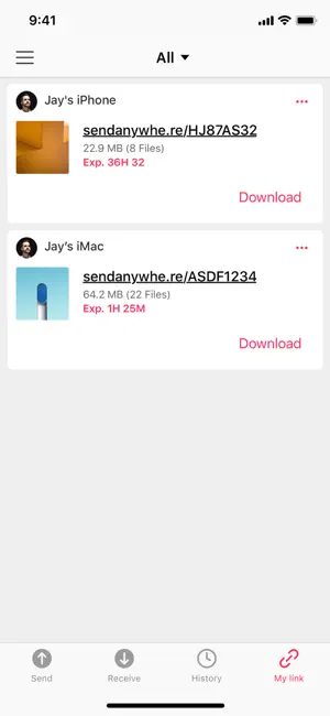 My Link 列表与单条链接的管理菜单
